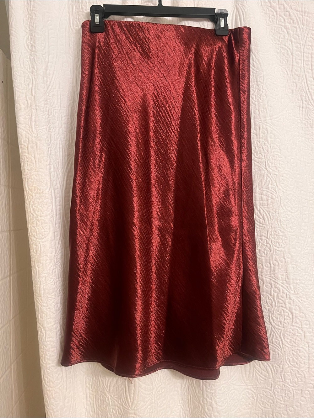 Banana Republic Satin Burgundy Midi Skirt
